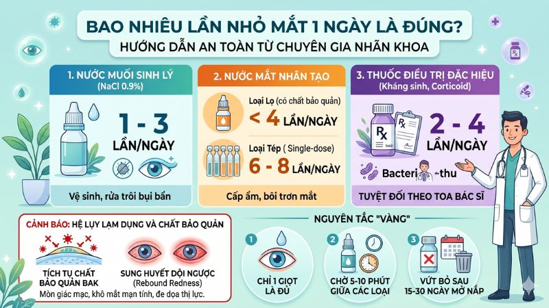 Nhỏ mắt bao nhiêu lần 1 ngày là đúng? Hướng dẫn chuẩn từ chuyên gia nhãn khoa